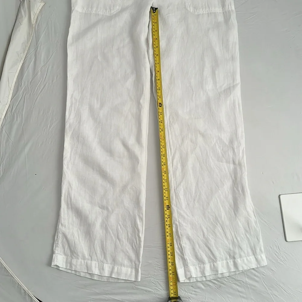 Banana Republic white unlined lightweight linen wide leg palazzo pants